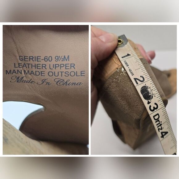 Donald Pliner Gerie Loop Cork Wedge Beige Gold Shimmering Leather Sandals 9.5 - Picture 8 of 8